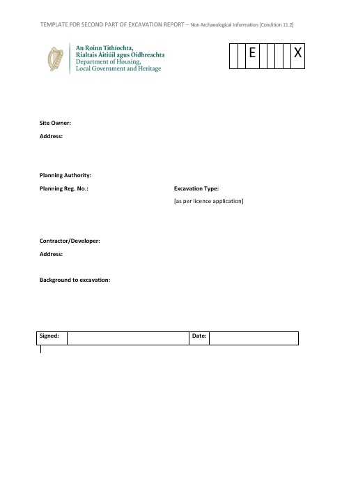 Template for Second Part of Excavation Report
