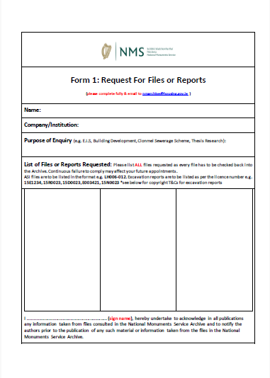 Form 1 Request For Files or Reports