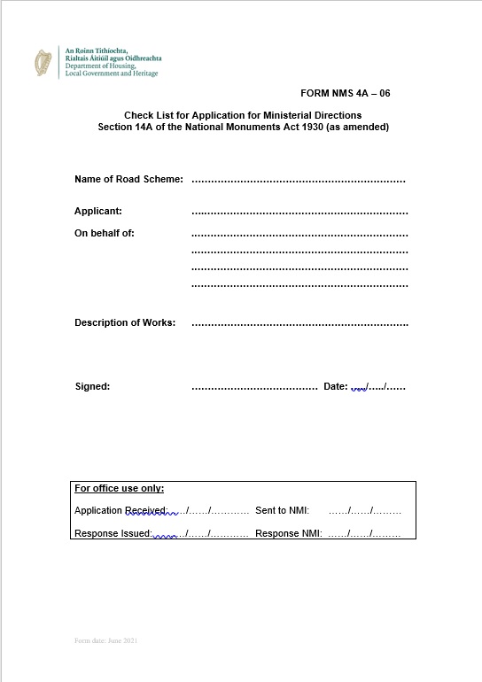 Directions Checklist Form